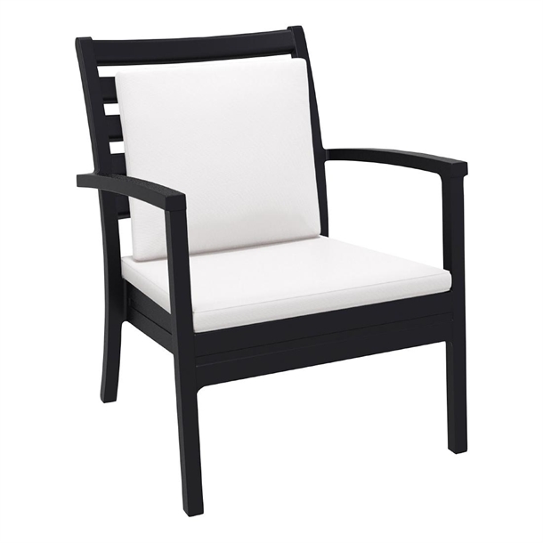 Furnlink Siesta Exclusive Artemis XL Armchair Black with White Seat and Back Cushion (2 Pack)