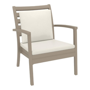 Furnlink Siesta Exclusive Artemis XL Armchair Taupe with Beige Seat and Back Cushion (2 Pack)
