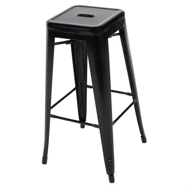 Bolero High Metal Bar Stools Black (4 Pack)
