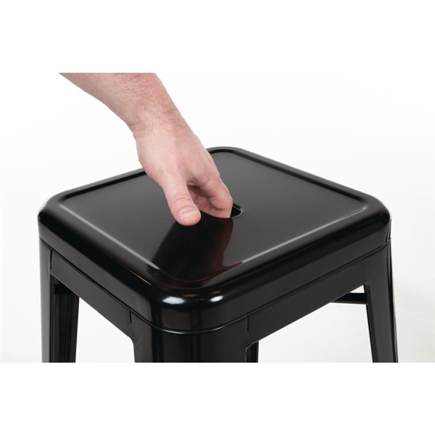 Bolero High Metal Bar Stools Black (4 Pack)