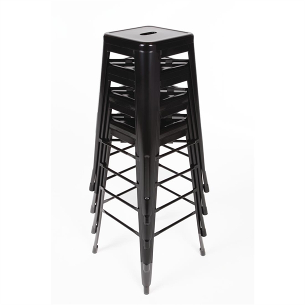 Bolero High Metal Bar Stools Black (4 Pack)