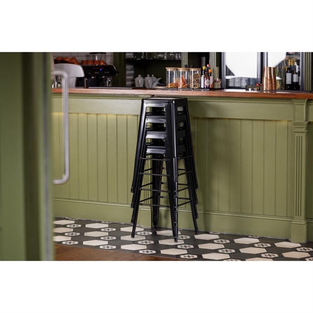 Bolero High Metal Bar Stools Black (4 Pack)