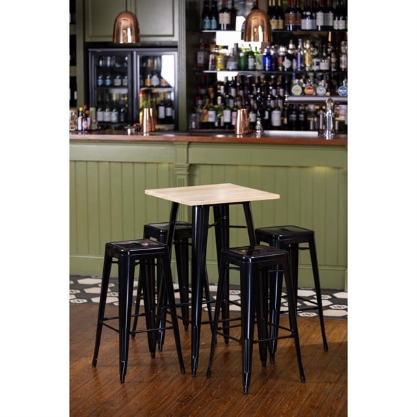 Bolero High Metal Bar Stools Black (4 Pack)