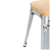 Bolero Bistro Metal Low Bar Stool with Wooden Seat Pad Steel (4 Pack)