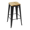 Bolero Bistro Metal High Bar Stool with Wooden Seat Pad Black (Pack of 4)