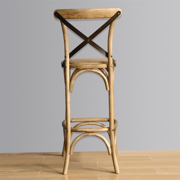 Bolero Wooden Bar Stool with Backrest