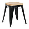Bolero Bistro Metal Low Bar Stool with Wooden Seat Pad Black (Pack of 4) Bolero Bistro Metal Low Bar Stool with Wooden Seat Pad Black (Pack of 4)