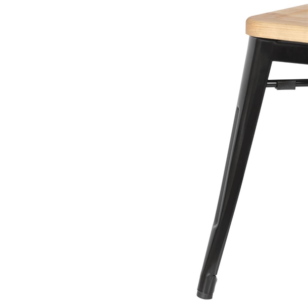 Bolero Bistro Metal Low Bar Stool with Wooden Seat Pad Black (Pack of 4) Bolero Bistro Metal Low Bar Stool with Wooden Seat Pad Black (Pack of 4)