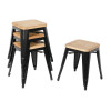 Bolero Bistro Metal Low Bar Stool with Wooden Seat Pad Black (Pack of 4) Bolero Bistro Metal Low Bar Stool with Wooden Seat Pad Black (Pack of 4)