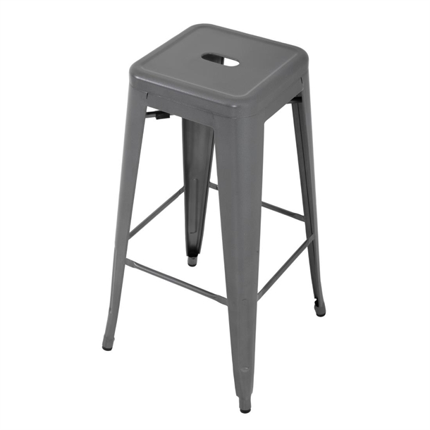 Bolero Bistro Metal High Bar Stool Gun Metal Grey (4 Pack)