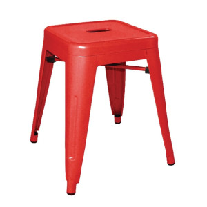 Bolero Bistro Metal Low Bar Stool Red (4 Pack)