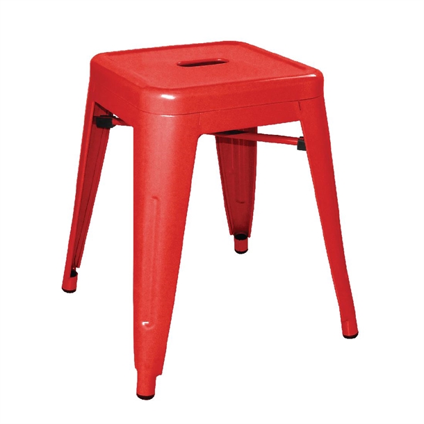 Bolero Bistro Metal Low Bar Stool Red (4 Pack) Bolero Bistro Metal Low Bar Stool Red (4 Pack)