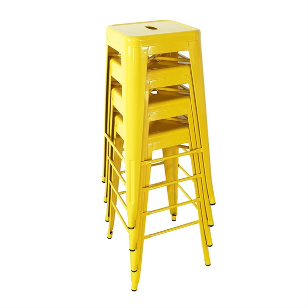 Bolero Bistro Metal High Bar Stool Yellow (4 Pack)