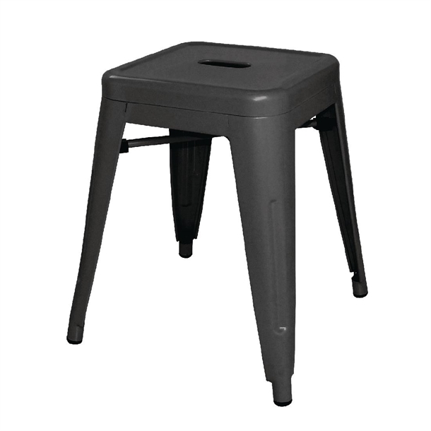 Bolero Bistro Metal Low Bar Stool Black (Pack of 4)