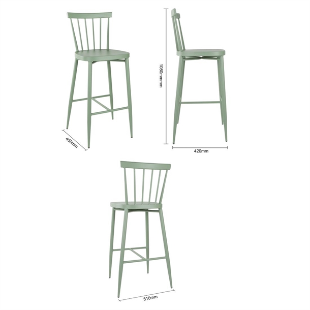 Bolero Windsor Aluminium Green High Stools (2 Pack)