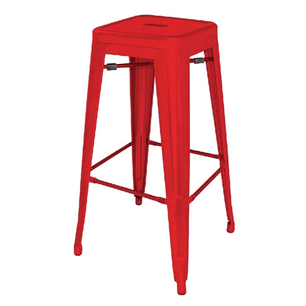Bolero Bistro Metal High Bar Stool Red (Pack of 4)