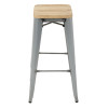 Bolero Bistro High Stools with Wooden Seat Pad Galvanised Steel (4 Pack)