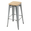 Bolero Bistro High Stools with Wooden Seat Pad Galvanised Steel (4 Pack)