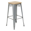 Bolero Bistro High Stools with Wooden Seat Pad Galvanised Steel (4 Pack)
