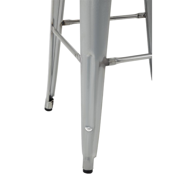 Bolero Bistro High Stools with Wooden Seat Pad Galvanised Steel (4 Pack)