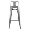 Bolero High Metal Bar Stools with Back Rests Gun Metal Grey (4 Pack)