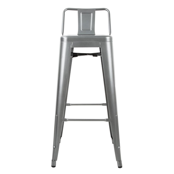 Bolero High Metal Bar Stools with Back Rests Gun Metal Grey (4 Pack)