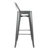 Bolero High Metal Bar Stools with Back Rests Gun Metal Grey (4 Pack)