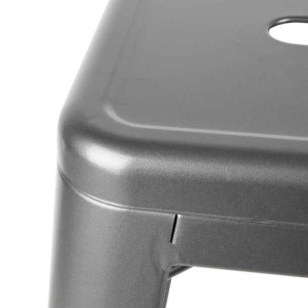 Bolero High Metal Bar Stools with Back Rests Gun Metal Grey (4 Pack)