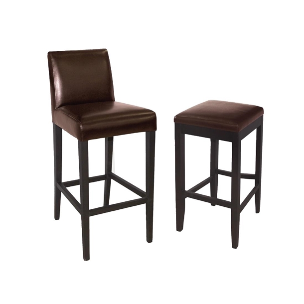 Bolero Dark Brown Faux Leather Wooden Bar Stool