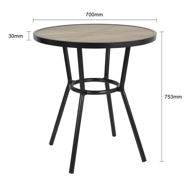Bolero Marston Round Outdoor Table Black 700mm