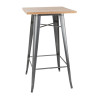 Bolero Bistro Metal Square Bar Table Gun Metal Grey with Wooden Top 600mm Bolero Bistro Metal Square Bar Table Gun Metal Grey with Wooden Top 600mm