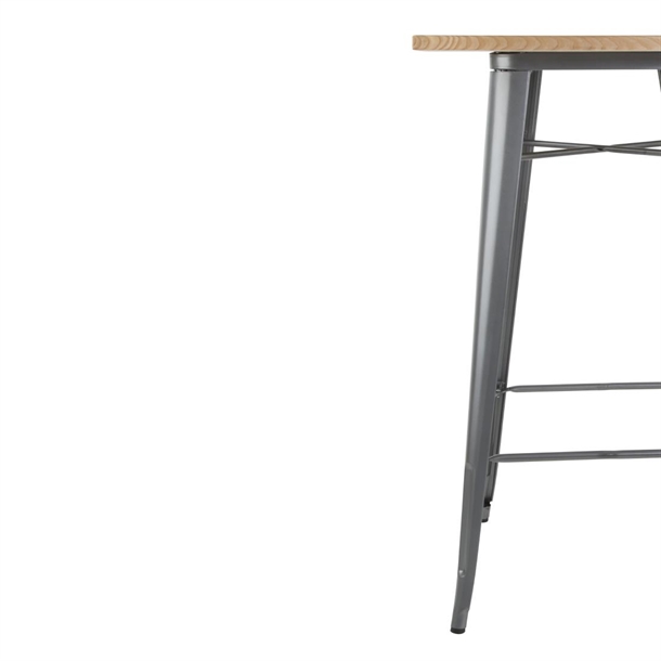 Bolero Bistro Metal Square Bar Table Gun Metal Grey with Wooden Top 600mm Bolero Bistro Metal Square Bar Table Gun Metal Grey with Wooden Top 600mm