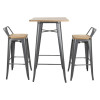 Bolero Bistro Metal Square Bar Table Gun Metal Grey with Wooden Top 600mm Bolero Bistro Metal Square Bar Table Gun Metal Grey with Wooden Top 600mm