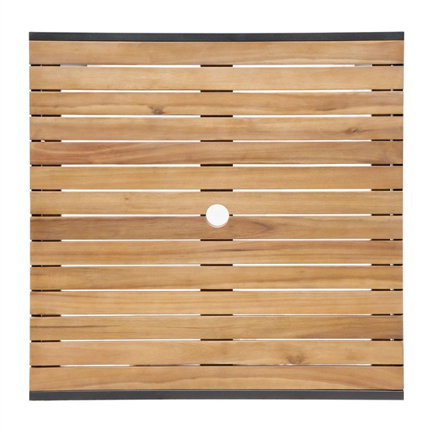 Bolero Square Steel and Acacia Table 800mm
