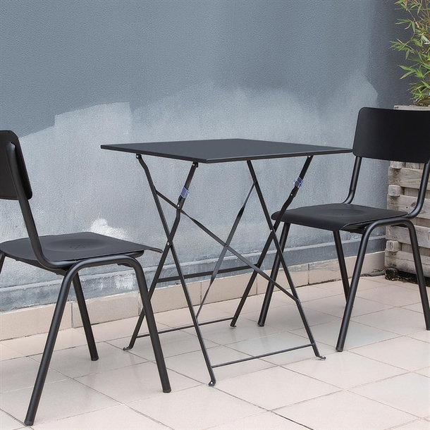 Bolero Black Square Pavement Style Steel Table Bolero Black Square Pavement Style Steel Table