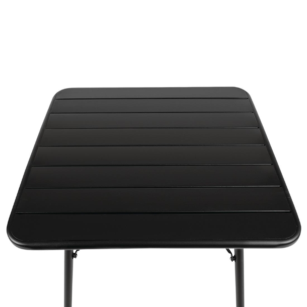 Bolero Square Slatted Steel Table Black 700mm Bolero Square Slatted Steel Table Black 700mm