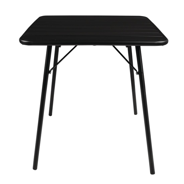 Bolero Square Slatted Steel Table Black 700mm Bolero Square Slatted Steel Table Black 700mm