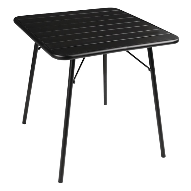 Bolero Square Slatted Steel Table Black 700mm Bolero Square Slatted Steel Table Black 700mm