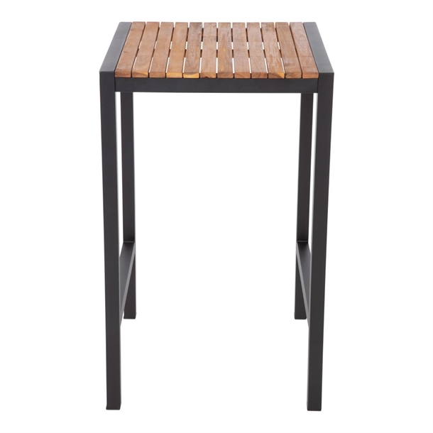 Bolero Square Steel and Acacia Bar Table 600mm Bolero Square Steel and Acacia Bar Table 600mm