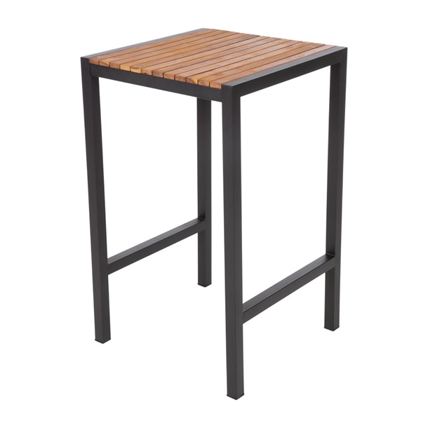 Bolero Square Steel and Acacia Bar Table 600mm Bolero Square Steel and Acacia Bar Table 600mm