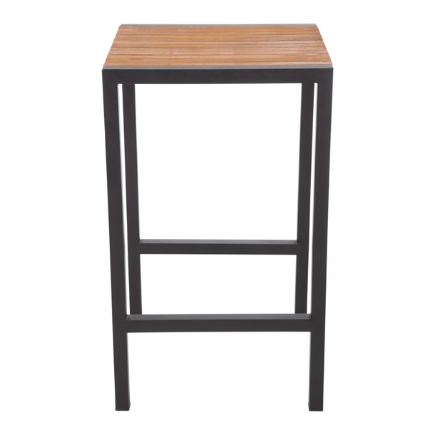 Bolero Square Steel and Acacia Bar Table 600mm Bolero Square Steel and Acacia Bar Table 600mm