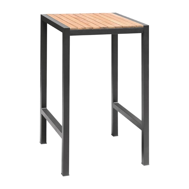 Bolero Square Steel and Acacia Bar Table 600mm Bolero Square Steel and Acacia Bar Table 600mm