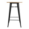 Bolero Bistro Metal Square Bar Table Black with Wooden Top 600mm
