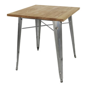 Bolero Bistro Metal Square Table Steel with Wooden Top 700mm