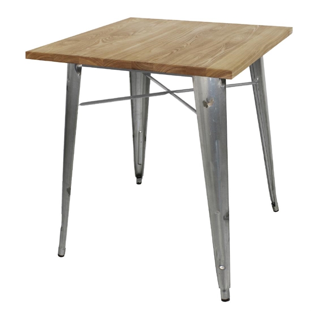Bolero Bistro Metal Square Table Steel with Wooden Top 700mm Bolero Bistro Metal Square Table Steel with Wooden Top 700mm