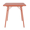 Bolero Terracotta Square Slatted Steel Table - 700mm