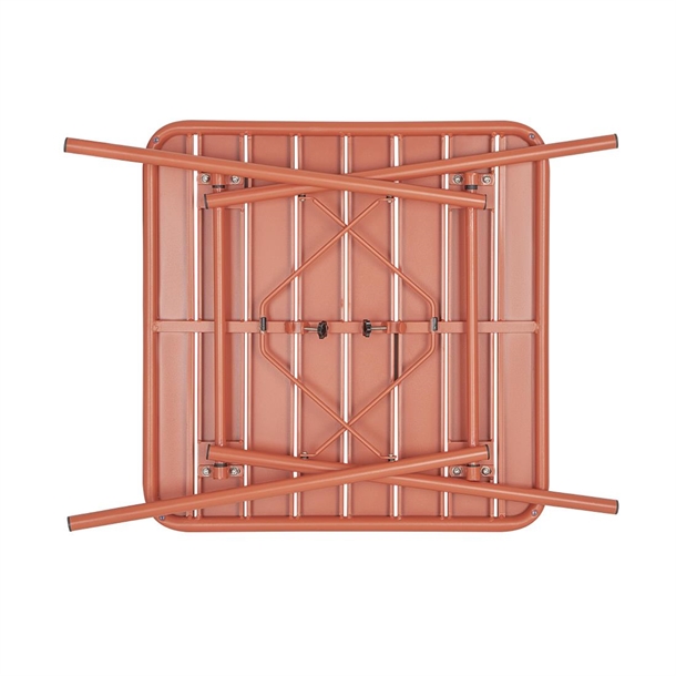 Bolero Terracotta Square Slatted Steel Table - 700mm