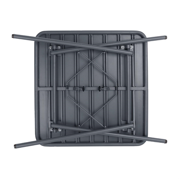 Bolero Square Slatted Steel Table Grey 700mm Bolero Square Slatted Steel Table Grey 700mm