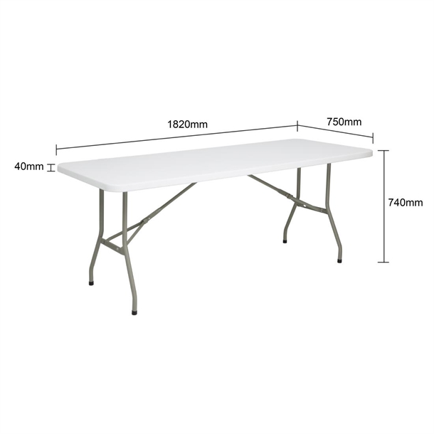 Bolero Rectangular Folding Table 6ft White