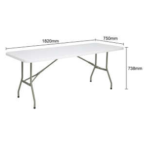 Bolero Rectangular Folding Table 6ft White